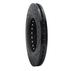 Acura MDX Brake Rotor (1) - Front Left - R1 Concepts - Drilled & Slotted - Black - `15-`25